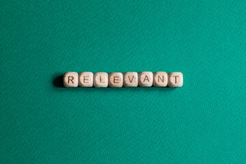 Relevant - word concept on cubes