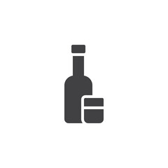 Vodka bottle and glass vector icon