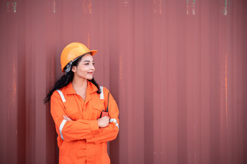 Portrait Engineer worker under working inspection and checking with radio communication ,file...