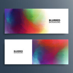 Set of abstract blurred multicolored horizontal banners with blurred color gradients. Bright color smoke backgrounds. Vector illustration.