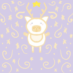  cartoon reindeer doodle vector background