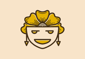 Vintage art illustration of the face with flower hair