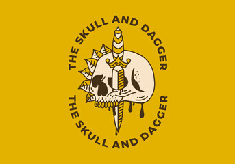 Vintage art illustration of the skull and the dagger