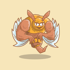 cartoon bee monster illustration simple logo icon