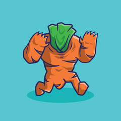 Obraz premium cartoon carrot monster illustration simple logo icon
