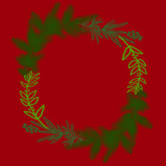 christmas wreath with red ribbon