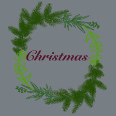 Naklejka na ściany i meble christmas greeting card with fir branches