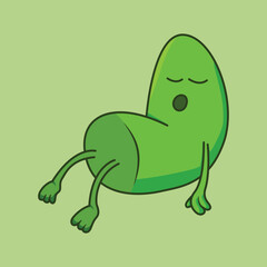 cute green alien sleeping Cartoon Vector Icon Illustration. Monster Icon Concept Isolated Premium Vector. Flat Cartoon Style