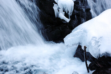 氷瀑と流水