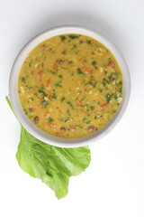 Healthy Dal Palak or yellow Toor Spinach Daal recipe also known as Patal Bhaji in India,