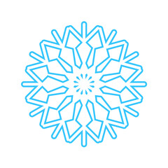 Simple snowflake made of blue lines. Festive decoration for New Year and Christmas, symbol of winter, element for design. Vector illustration
