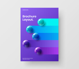 Colorful banner A4 vector design template. Trendy 3D spheres catalog cover illustration.