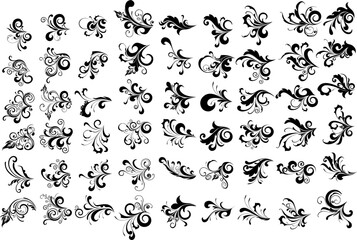 set of floral elements