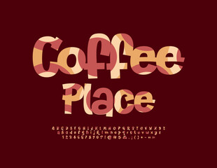 Vector creative banner Coffee Place. Funny handwritten Font. Colorful Alphabet Letters and Numbers set
