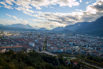 Grenoble France 11 2021 view of Grenoble from the heights of the Bastille, the city is known for...