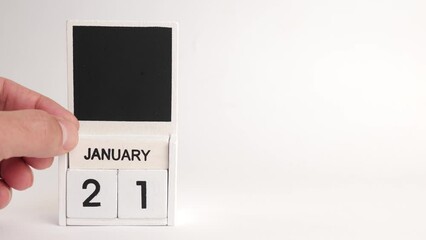 Calendar with the date January 21 and a place for designers. Illustration for an event of a certain date.