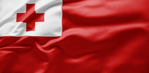  Waving national flag of Tonga