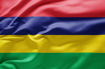  Waving national flag of Mauritius