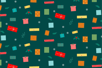Gift pattern for Merry Christmas and Happy New Year holiday.
Concept holiday card, banner, poster, decoration