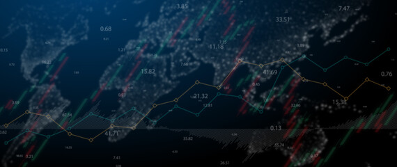 Finance economic background concept. Global stock market investment trading graph. 
Usable for banner, cover, and header.