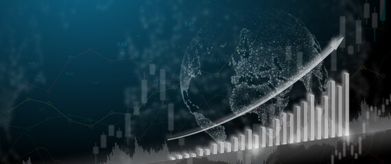Finance economic background concept. Global stock market investment trading graph. 
Usable for banner, cover, and header.