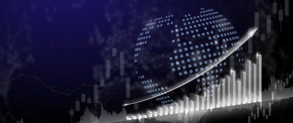 Finance economic background concept. Global stock market investment trading graph. 
Usable for banner, cover, and header.