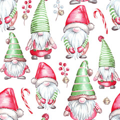 Christmas pattern. Watercolor clipart
