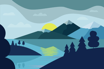 Vector graphics. Vector landscape with mountains