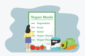 Vegan meals list vector illustration