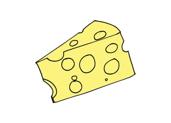piece of cheese illustrated with white background