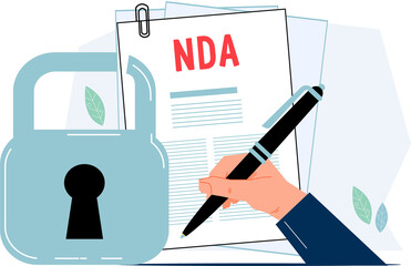 Signing NDA contract, Non Disclosure confidentiality agreement form.