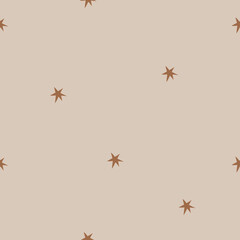 Fototapeta na wymiar Seamless pattern of brown stars digital paper, for surface design, clothing