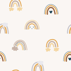 Seamless pattern of baby rainbows digital paper, for surface design, clothing