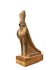 An ancient granite statue of a falcon in a crown, the Temple of Horus in Edfu. Egypt, UNESCO World...