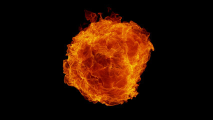Fire blast isolated on black background.