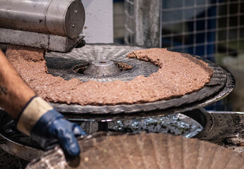 Ecological extra virgin olive oil production with modern technology, tanks, cans, press machine