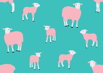 sheep pattern, Sheeps, Colorful seamless pattern with animals, Decorative cute wallpaper, good for printing. Overlapping background vector