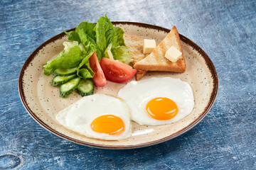 tasty breakfast with fried eggs