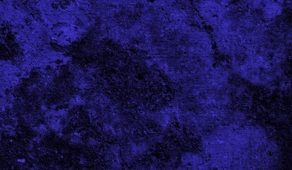 background concept using old cracked wall material in blue with dark sides, peeling wall surface forming abstract art, old wall background full of cracks and moss