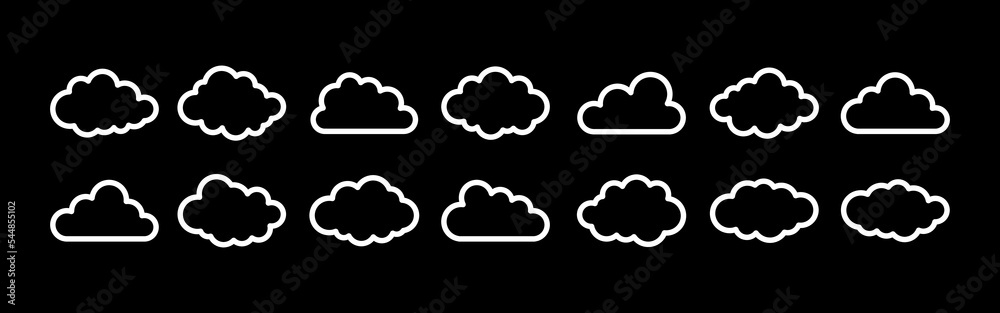 Poster Set of simple cloud shape in outline illustration for design element