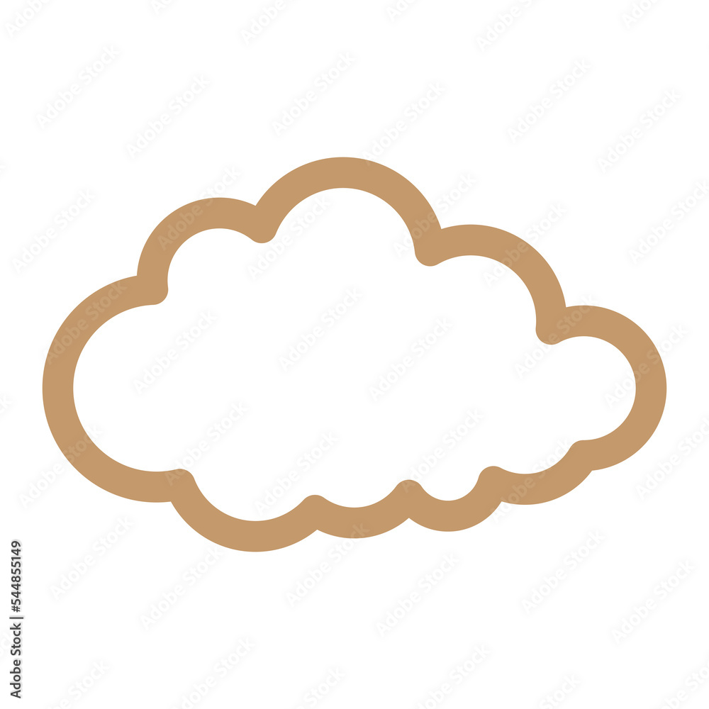 Poster simple cloud outline illustration in brown color for design element