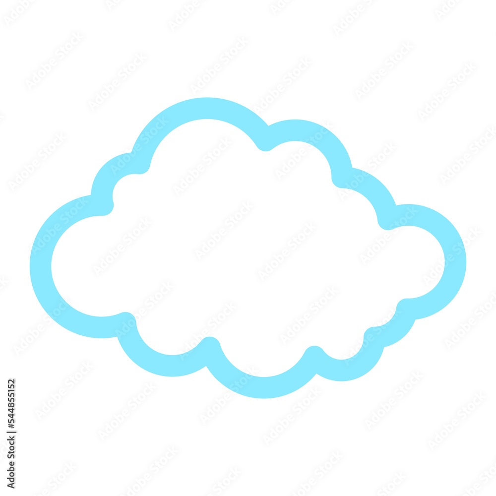 Poster simple cloud outline illustration in blue color for design element