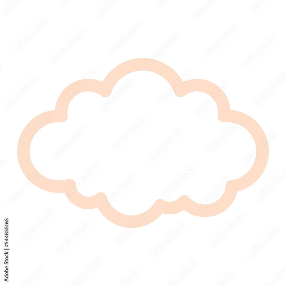 Poster simple cloud outline illustration in cream color for design element