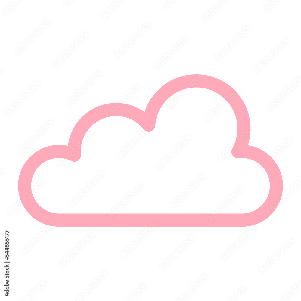 Poster simple cloud outline illustration in pink color for design element