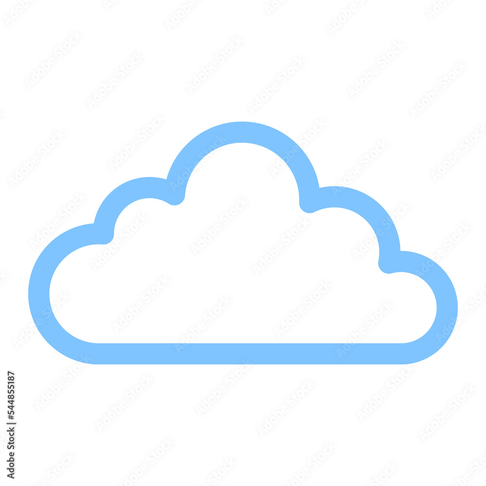 Poster simple cloud outline illustration in blue color for design element