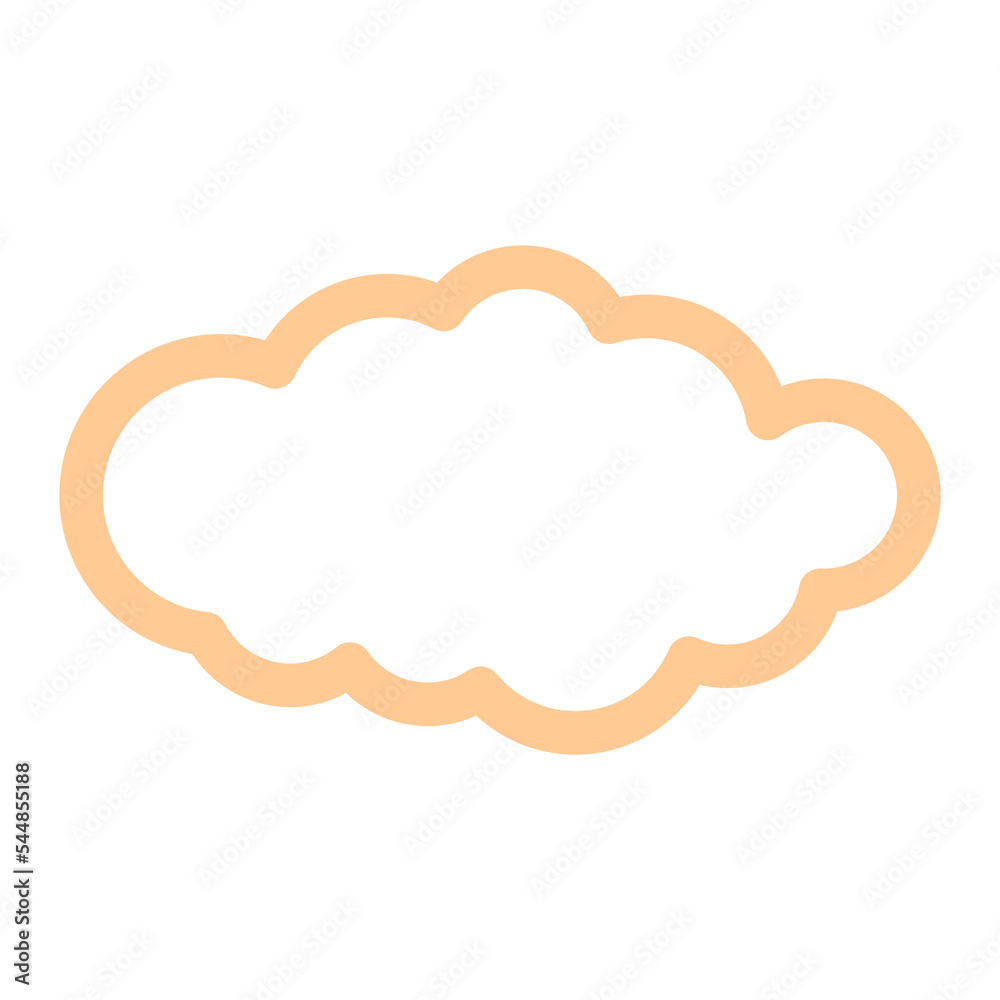 Poster simple cloud outline illustration in cream color for design element