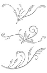 立体的な手描きのシルバーのツタ模様セット　ラスター素材