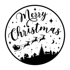 Merry Christmas lettering round design