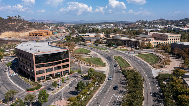 Daytime view of the downtown skyline of San Marcos, California, USA.