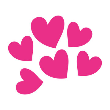 Hearts, simple vector pink decorative design element isolated on white background